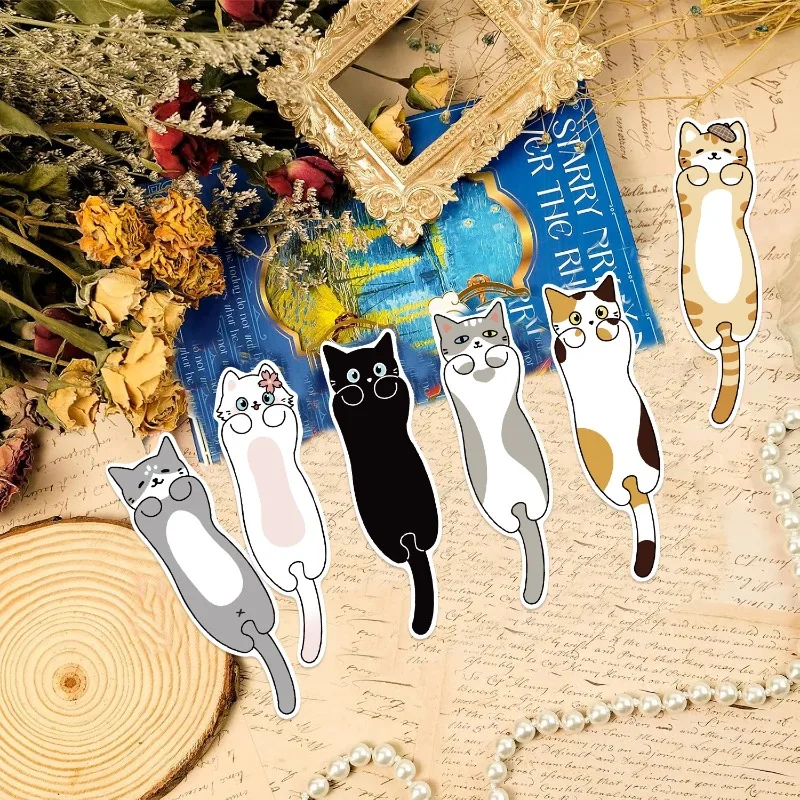 30pcs/set Cute Cartoon Anime Bookmarks Aesthetic Sweet Animal Kitten Book Tab for Kids Simplicity Cat Bookmark Student Supplies