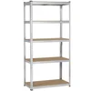 5 Shelf Boltless Adjustable Steel Storage Shelf Unit Silver Adjustable Metal MDF Storage for Garage Warehouse 1