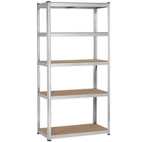 5 Shelf Boltless Adjustable Steel Storage Shelf Unit Silver Adjustable Metal MDF Storage for Garage Warehouse 1