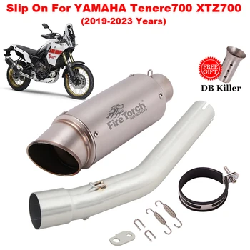Motorcycle Exhaust Modify Mid Link Pipe Muffler Moto DB Killer Slip On For YAMAHA Tenere700 Tenere 700 XTZ700 XTZ-700 2019-2023