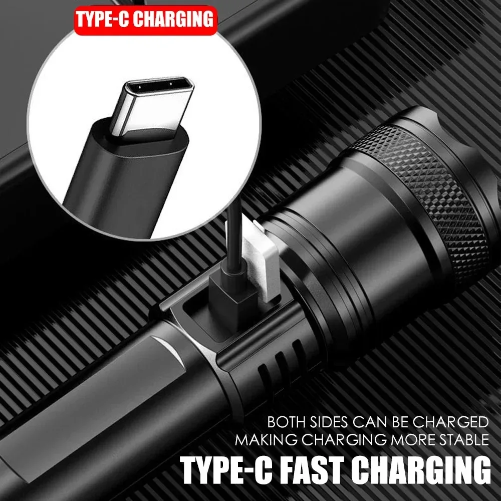 Wiederaufladbare LED-Taschenlampe 100000LM Superhelle Taktische Langstrecken-Taschenlampe Wasserdicht für Outdoor-Camping Angeln Laterne – Detail 12