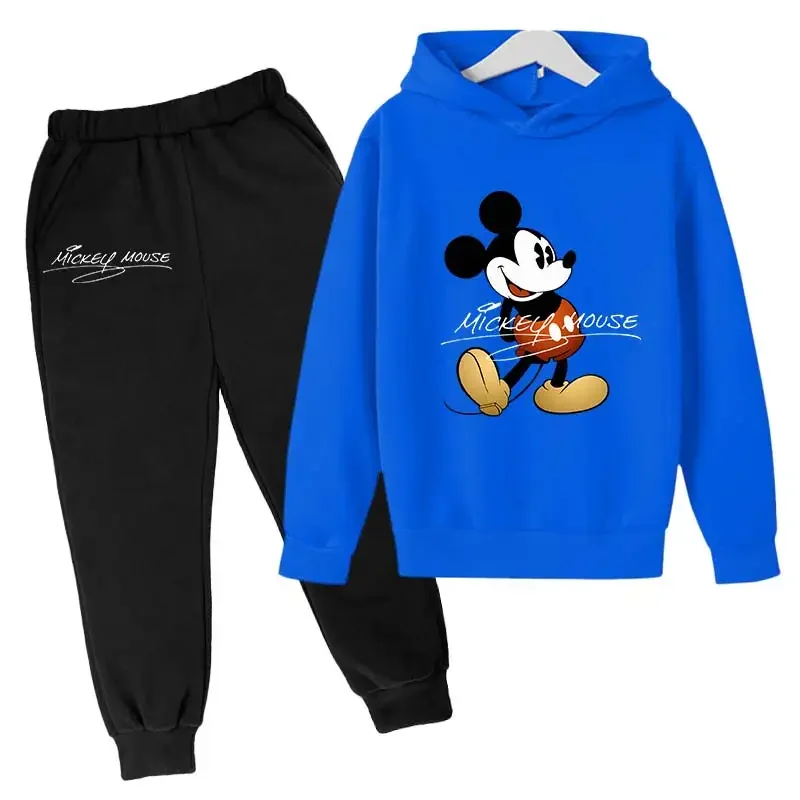 

Girls boys Disney Mickey Mouse Hoodies Cotton Donald Duck Long Sleeve pant Children Autumn 4-14 Years Old Cartoon Casual Hooded