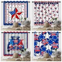 2pcs/set American July 4 Independence Day Window Curtain US Flag Party Labor Day Bedroom Living Room Blackout Polyester Curtains 1