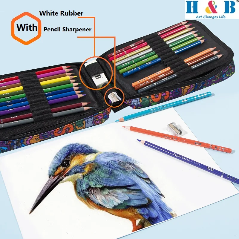 Colored Pencils Set, 180/120/72Color Oil-Based with Eraser/Sharpener Gift for kids