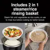 16 Cup Rice Cooker & Steamer Black Silver Family Size Healthy Cooking 37527 One-Button Operation Steamer Basket Includes 5