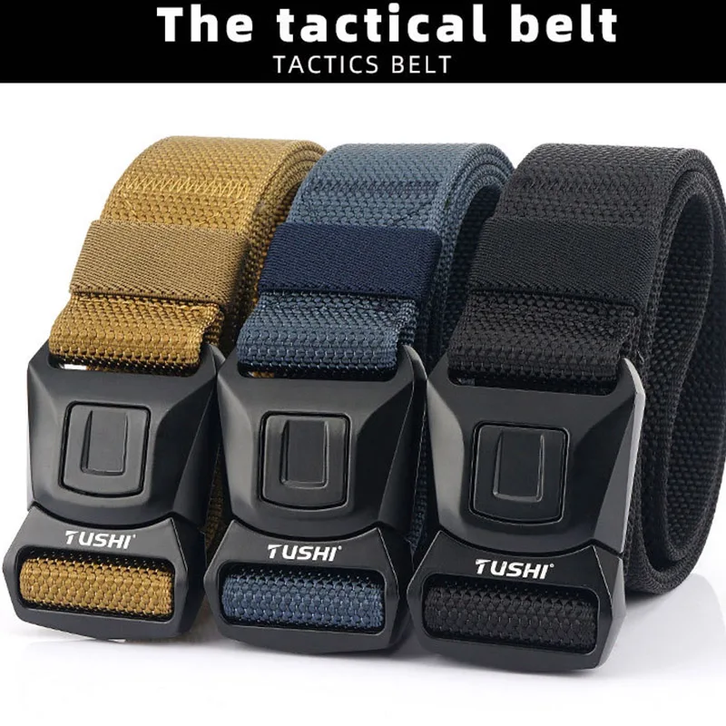 New Fashion Men Safety Buckle 1200D Nylon Belt Thickened Safety Outdoor Sports Multi Functional Tactical Training Workwear Belt