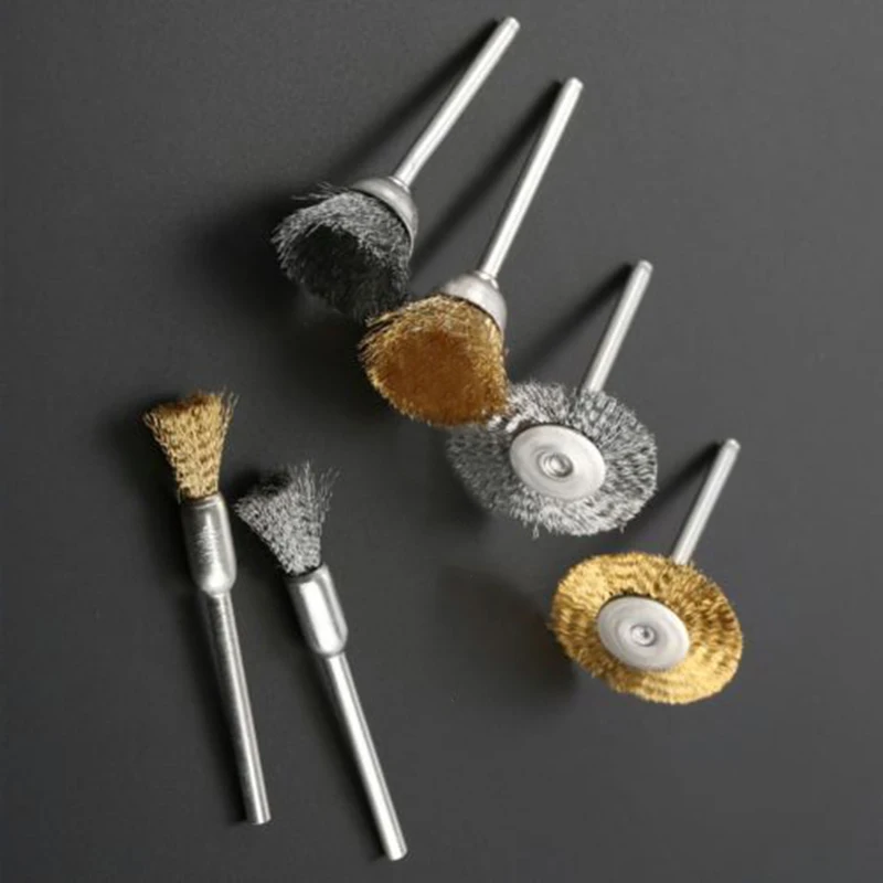 9pcs Brass Steel Wire Wheel Brush Polishing Grinder Accessories Rotary Electric Tool Kit For Engraver Steel Polishing Grinding 2