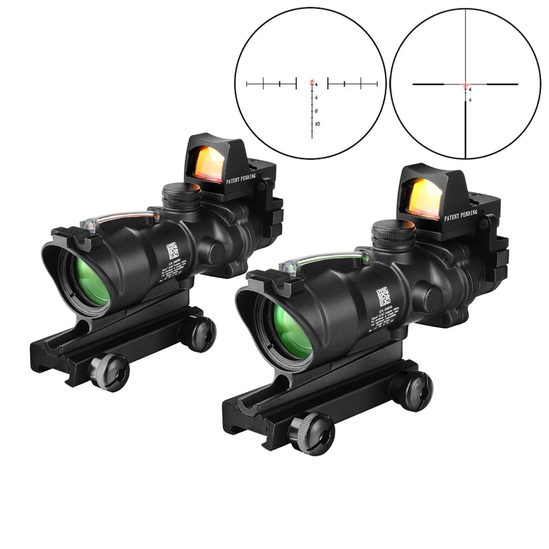 

ACOG 4X32 Real Fiber Optics Red Dot Illuminated Chevron Glass Etched Reticle Tactical Optical Sight Hunting Airsoft Gun Scope