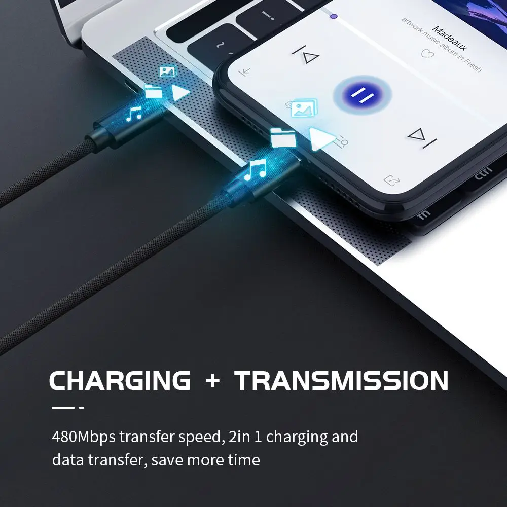 รูปสินค้า สายชาร์จ USB Type-C แปลง Micro USB ชาร์จเร็ว 100W