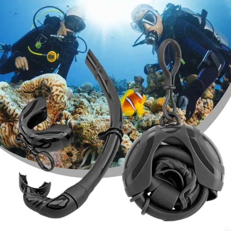 P88E Folding Rolls Up Silicone Snorkel with Storage Case Freediving Snorkel for Diving