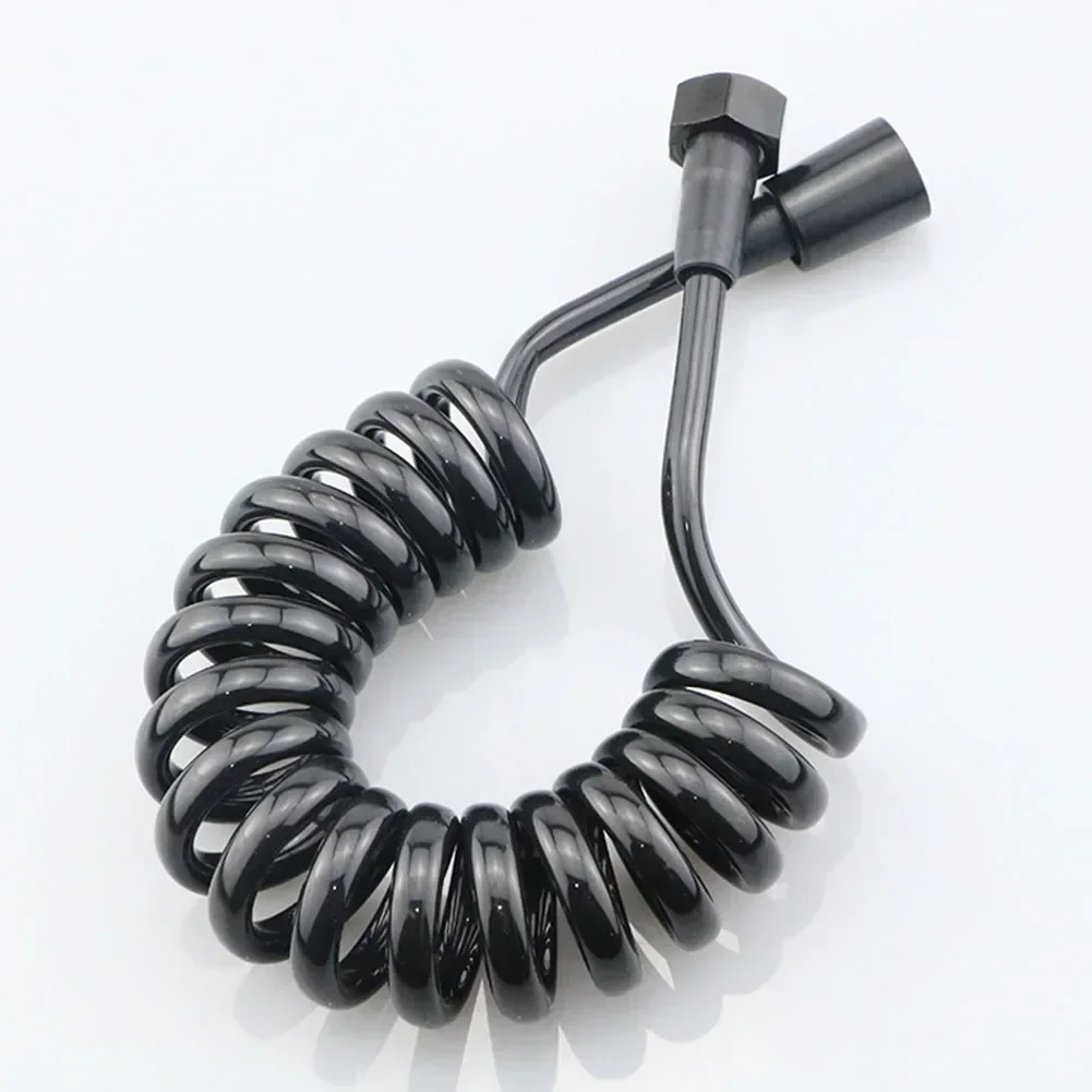 Toilet Bidet Sprayer Tube Black Spring Flexible Retractable Telephone Line Tube Shower Head Water Hose Bath Telephone Line Tube