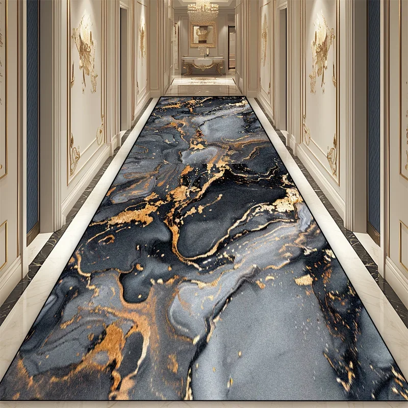 Modern Marble Hotel Promenade Carpet Corridor Home Decor Entrance Floor Rugs Customization Non-slip Washable Hallway Carpet 3