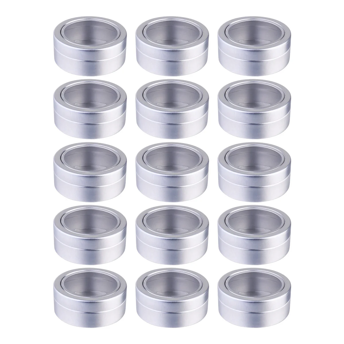 

15Pack Empty Aluminum Tins Makeup Box Travel Tin Cans 25ML Round Metal Tins With Transparent Screw Lids for, Lip Balm, Salve,