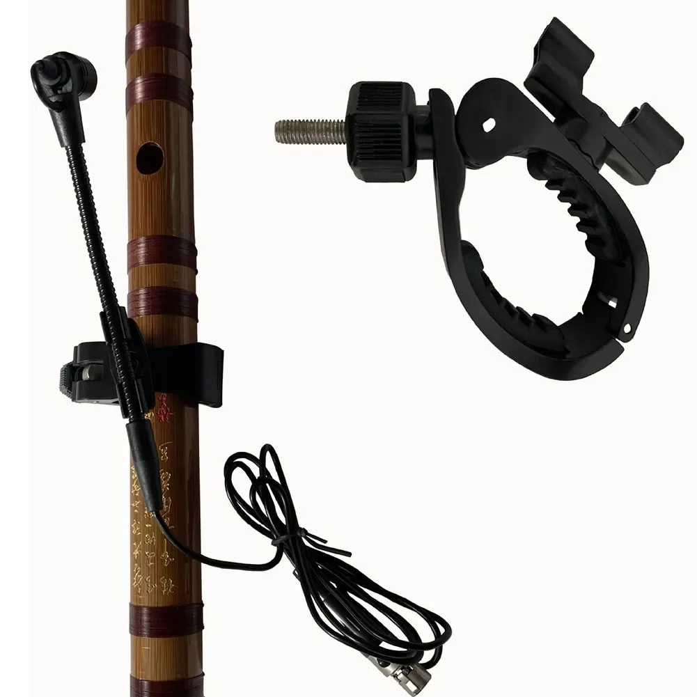 Flute Mic Parts Clip Dual Head Fixable Microphone Tuner ABS Clip Only (Mic Not ) Easy to Use for Musical Instrument Accessory