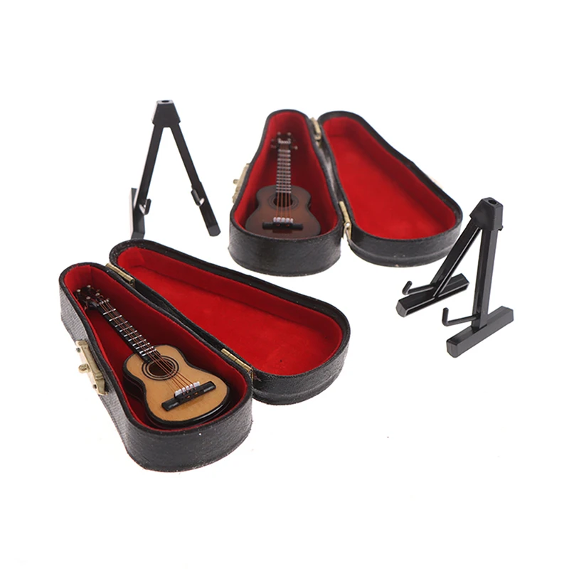 

1/12 Scale Doll Musical Instruments Dollhouse Accessories Miniature Classical Guitar Model Craft Toy With Piano Case Bracket