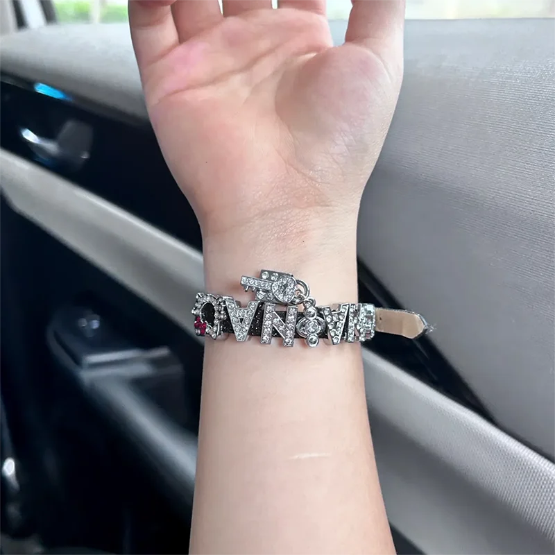 ユニセックスブレスレット,男性用,パンク,レザー,文字,キー,ロック