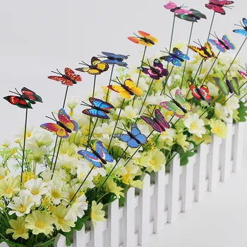 50-10Pcs Simulation Butterfly Colorful Butterfly Stakes Home Garden Yard Plant Flower Pot Multi-purpose Butterfly Decoration