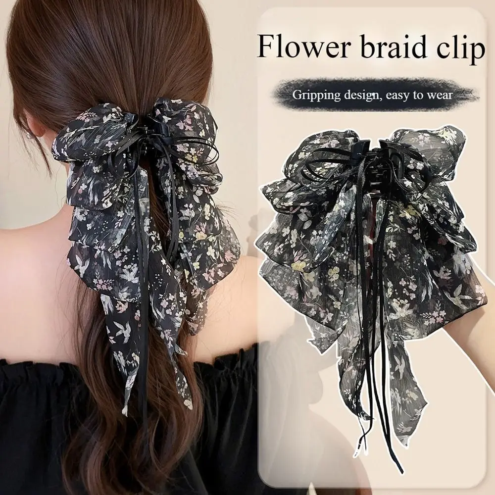 1Pcs Durable Volumizing Chiffon Hair Clip Fashionable Elegant Tail Clips Hair Claw Hair Accessories