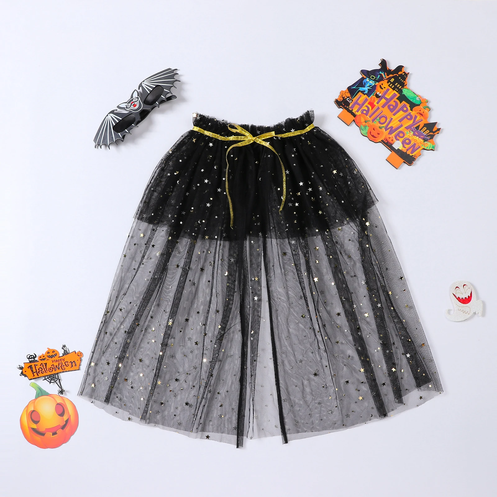 Toddler Baby Girls Sequins Mesh Princess Capes Costumes Stars Moon Round Collar Ponchos Toddler Role-Playing Cosplay Accessories