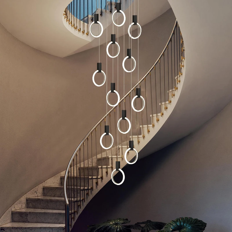 

Circular Staircase Chandelier Modern And Simple Duplex Attic Villa Living Room Lighting Chandelier Home Decoration LED Lamp