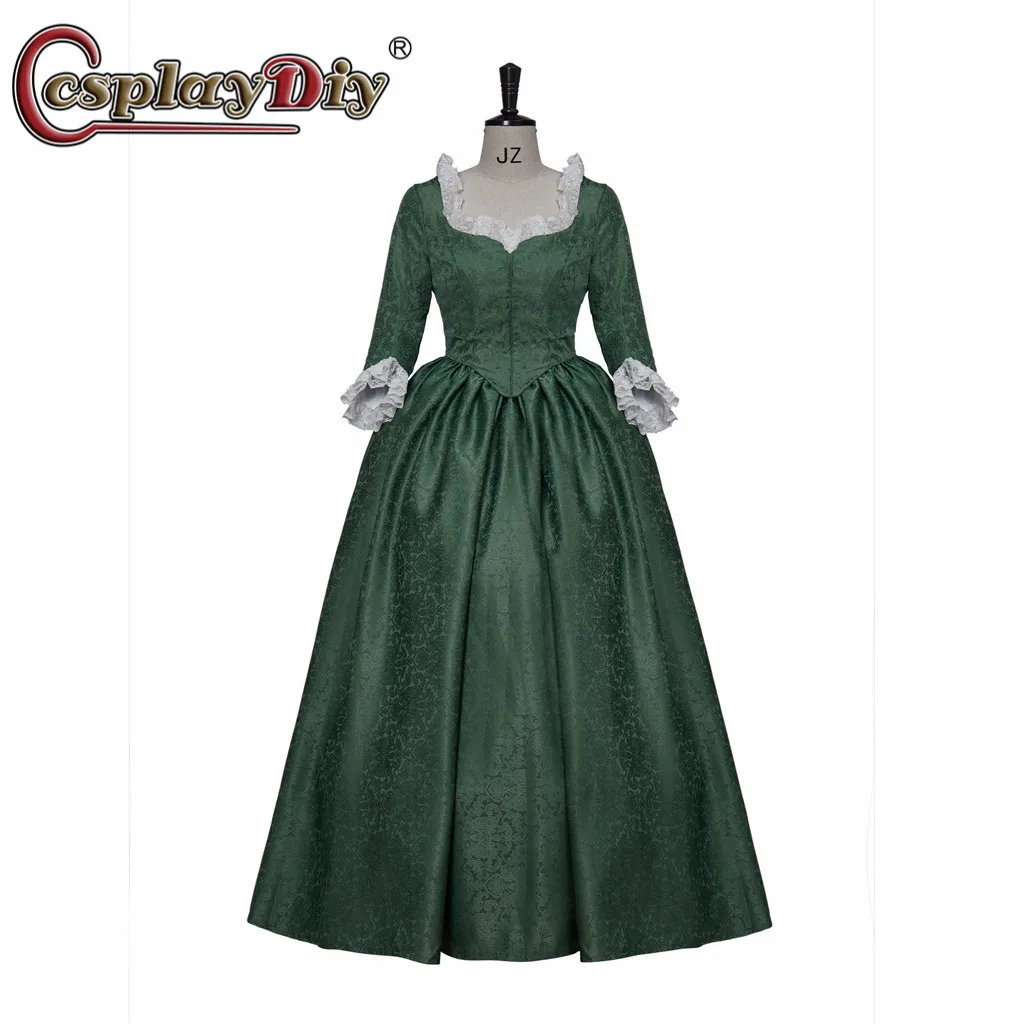 

Cosplaydiy Medieval Dresses High Waist Women Palace Twisted Lace Dress Rococo Medieval Vintage Flare Sleeve Palace Green Dress
