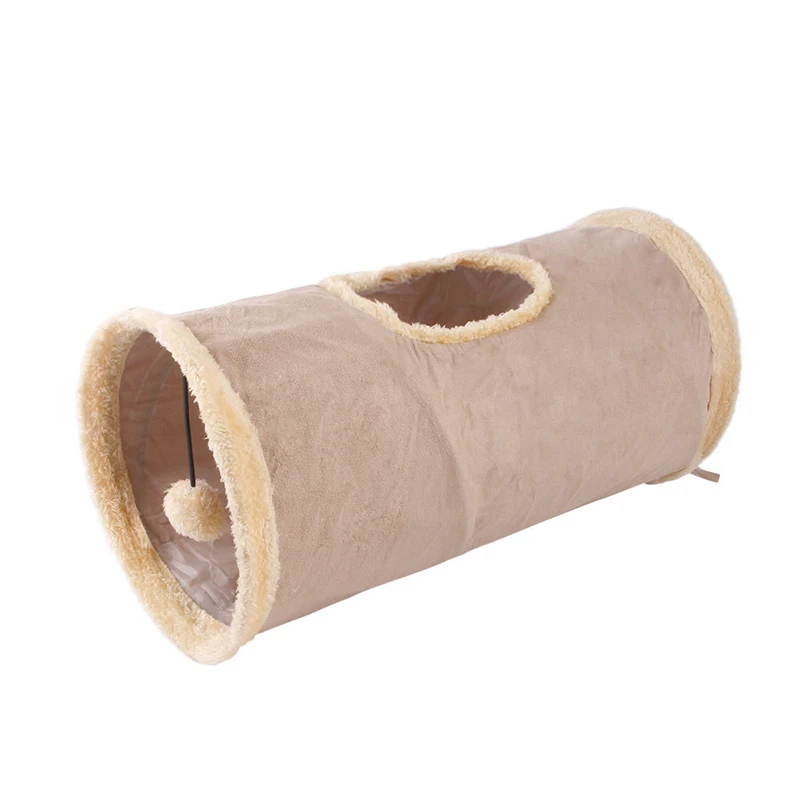 Collapsible Cat Tunnel Pet Cat Toys Play Tunnel Durable Suede Pet Toys Play Tunnel with Ball and Hole Pet Supplies