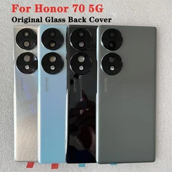 New Original For Honor 70 5G Glass Back Battery Cover For Huawei Honor 70 Back Cover Door Housing + Flash Cover + Camera Lens