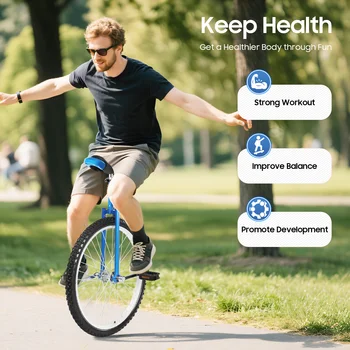 Blue Unicycle Bike, 24-Inch Outdoor Unicycle Bike, Load Capacity 70KG, for Office Workers, Students, for Daily Exercise, Cycling