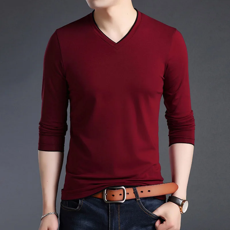 Men's V Neck Long Sleeve Shirt | V Neck Shirts Men Long