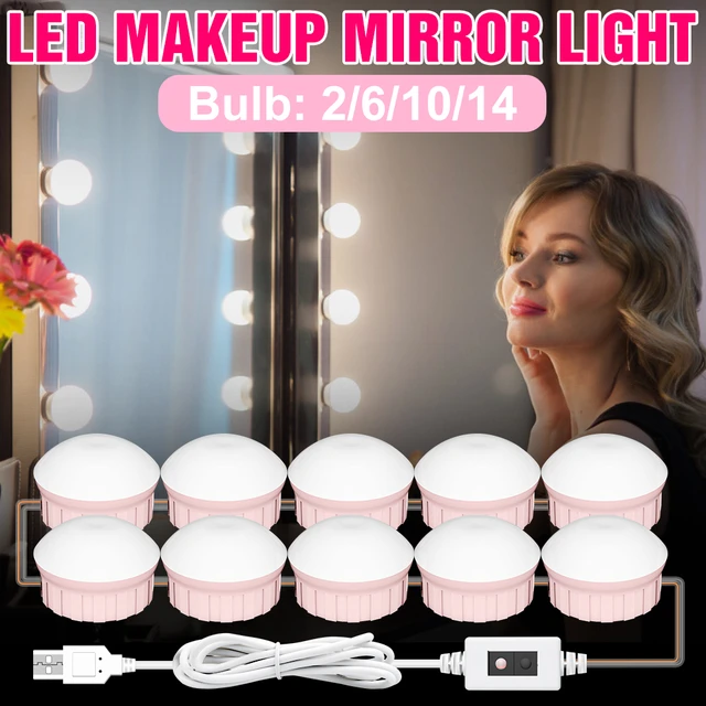 Lampe Led pour miroir de maquillage, ampoule 12V, alimenté par câble USB,  pour coiffeuse, décoration, applique murale pour salle de bain - AliExpress