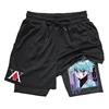 Mens 2-in-1 Athletic Gym Shorts Anime Hunter X Hunter Print Quick Dry Stretchy Active Shorts Fitness Workout Running Sportswear 6