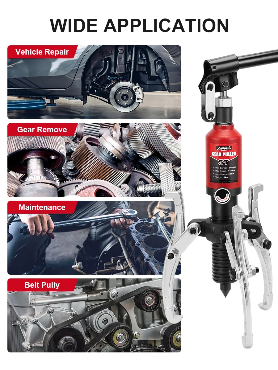 Hydraulic Bearing Puller 5Ton Gear Wheel Bearing Puller Separator Tool Two or Three Adjustable Jaws Portable Box for Repair Shop