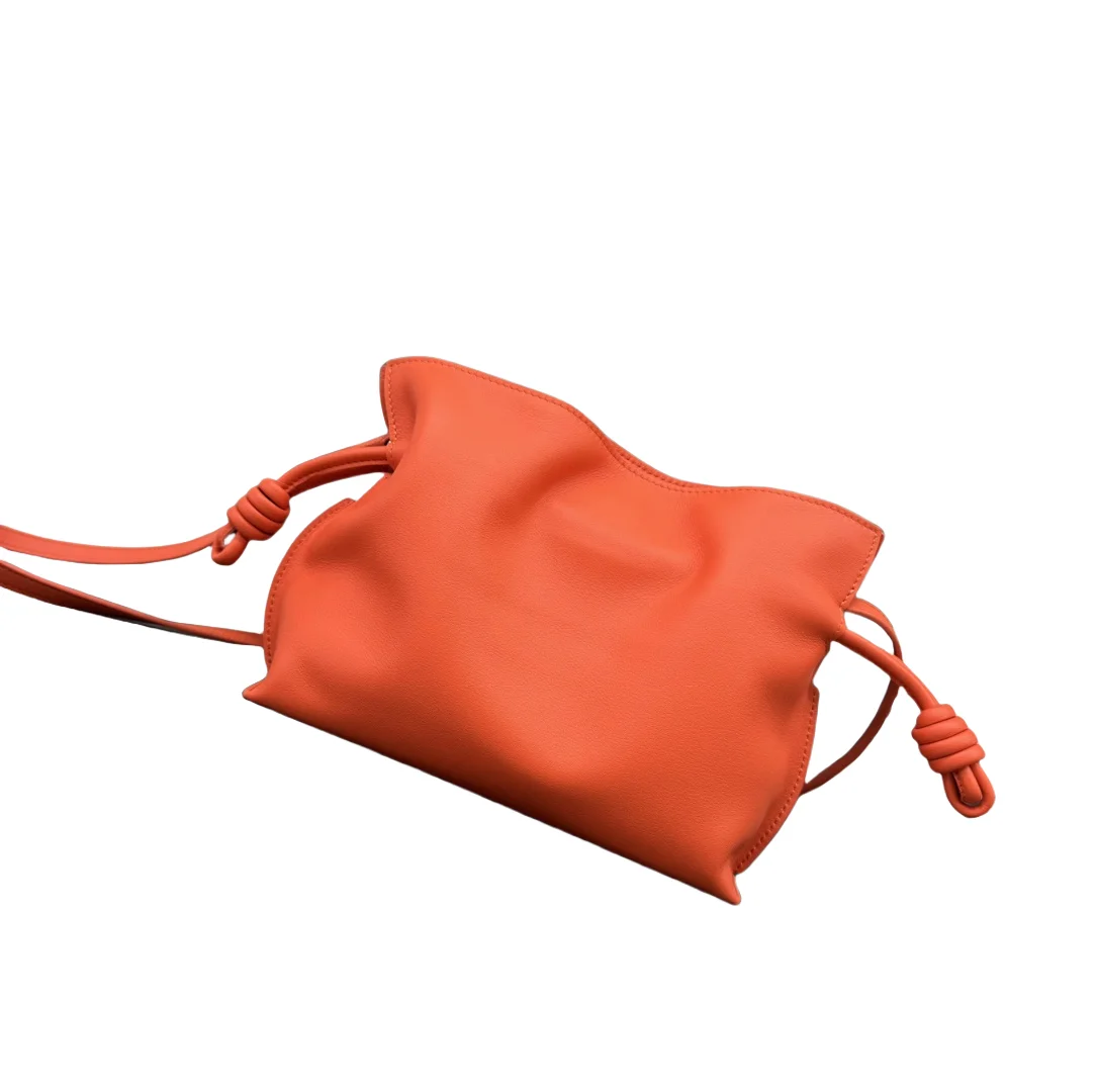 Brand Luxury Drawstring Long Shoulder Bag Crossbody Pleated Design Cowhide Lucky Bag Female Fashion Clutch Bucket Roomy Bags