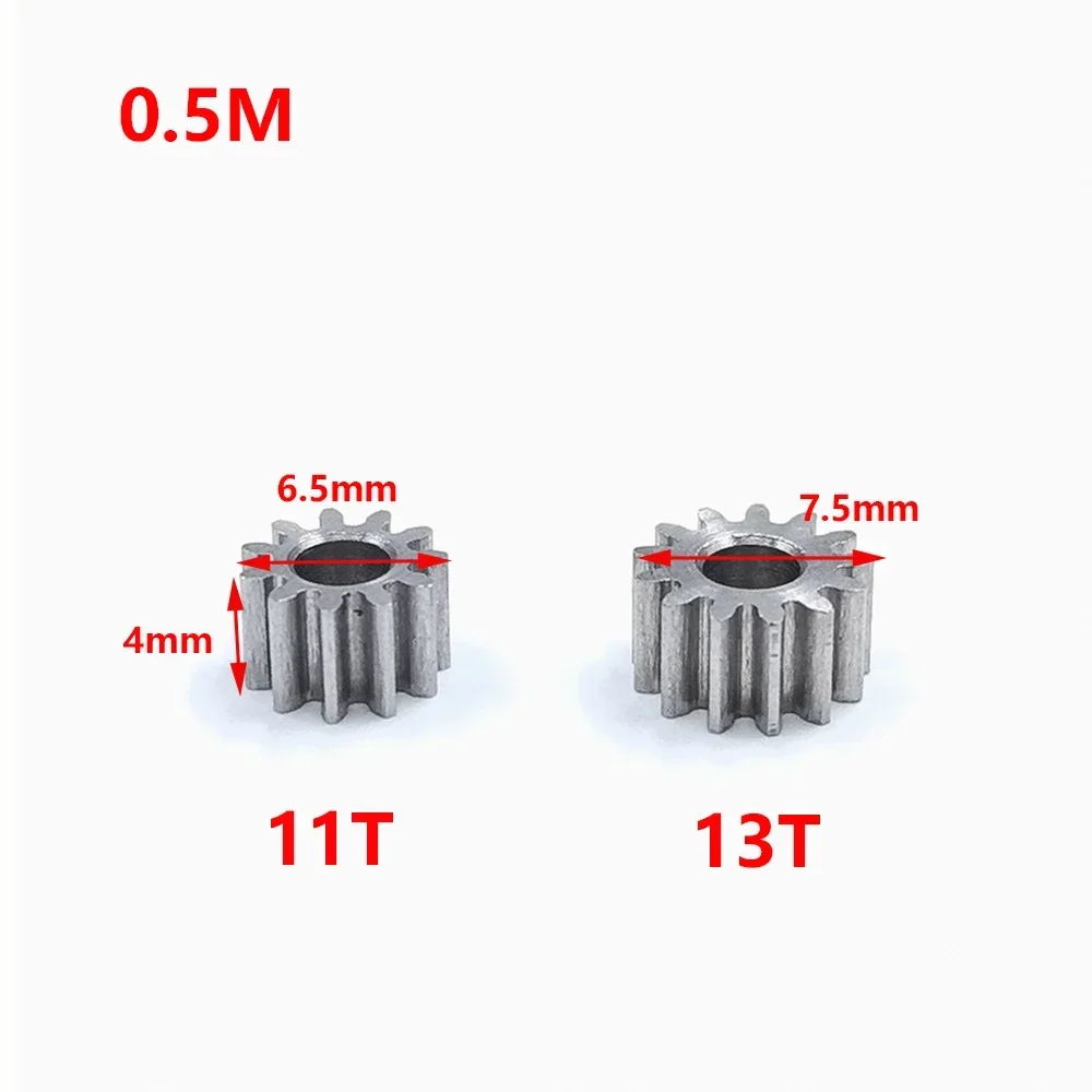 Motor Gear Transmission Gear 0.5 Modulus 11T/13T Teeth Steel Metal Gear