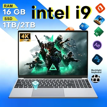 New 15.6 " Laptop Intel Core i9-9900 PC 16GB RAM 1TB 2TB SSD Ultra Slim Gaming Computer 1920*1080 Windows 11 Fingerprint Unlock