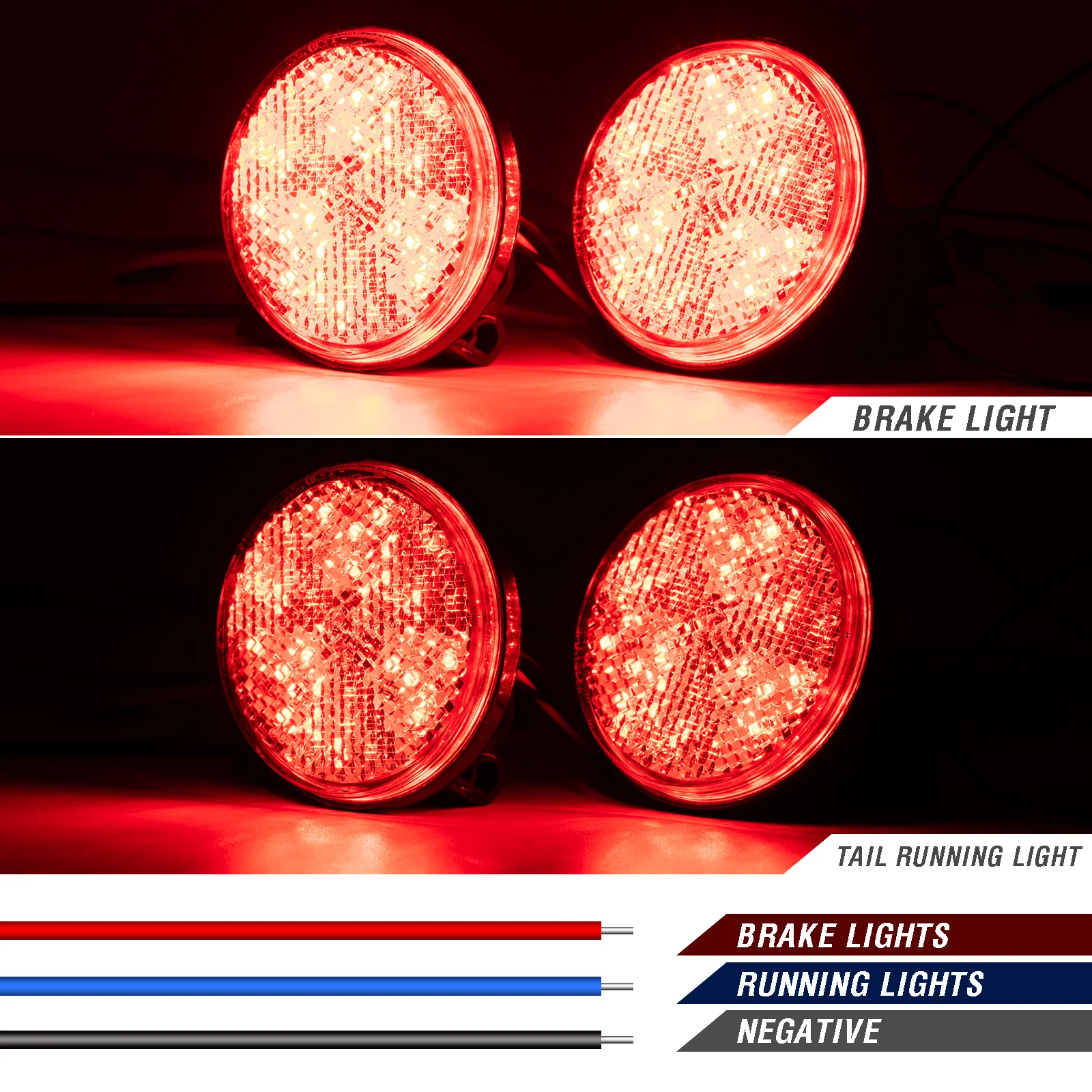 JMTBNO Achterlicht voor motorfiets, remlicht, kentekenverlichting, rond, halogeen, rood licht met houder, universeel, 12V, compatibel met Harley
