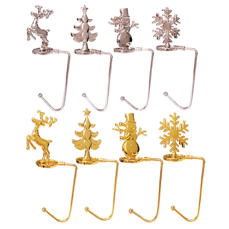 

Christmas Sock Hooks Metal Fireplace Sock Pendants Snowflake Christmas Hooks Creative Table Side Storage