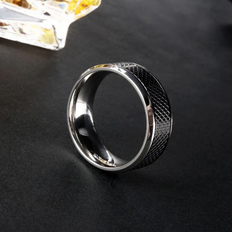 New High Quality Stainless Steel Men Rings Western Titanium Steel Black White Ring For Fashion Jewelry