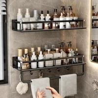 1 Piece Bathroom Rack Wall-Mounted Shampoo And Cosmetic  Rack Aluminum Shower Shelf Towel Toothbrush Tooth Cup  To Barh tub mat 1
