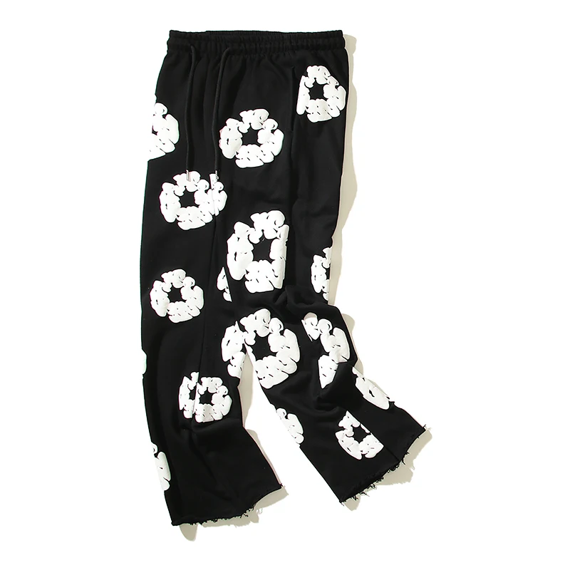 

23SS High Quality 1:1 Foam Print Kapok Kanye West Sweatpants Streetwear Drawstring Track Pants Techwear