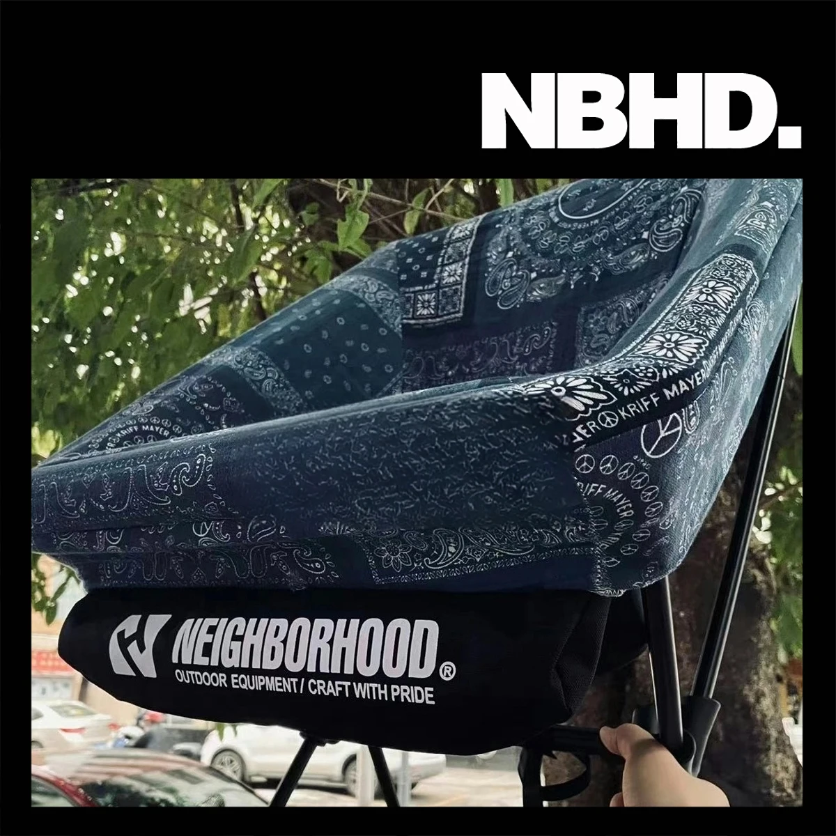 NBHD autumn and winter camping folding chair moon chair chair cover cashew flower lamb velvet thick cloth cover soft outdoor ind