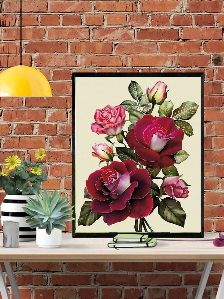

DIY Diamond Painting Beautiful Flowers All Diamond Embroidery Mosaic Cross Stitch 17