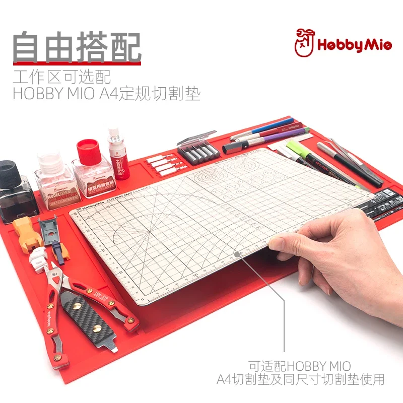 HOBBY MIO Multifunctional Work Pad Silicone Cutting Pad Model Making Tools for Hobby Tool Model Building DIY 48.3x29.5cm