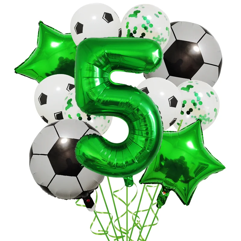 thumbnail image 1 of 11 globos de helio para decoración de fiestas de cumpleaños de fútbol, de 32 pulgadas, color verde y azul, para niños y niñas, 1 of 5