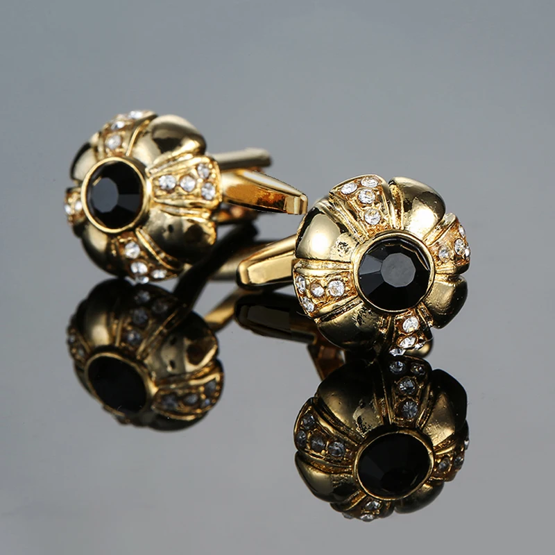 Luxury Mens Cufflinks - Round Crystal Zircon Cats Eye Stone Suit Accessories