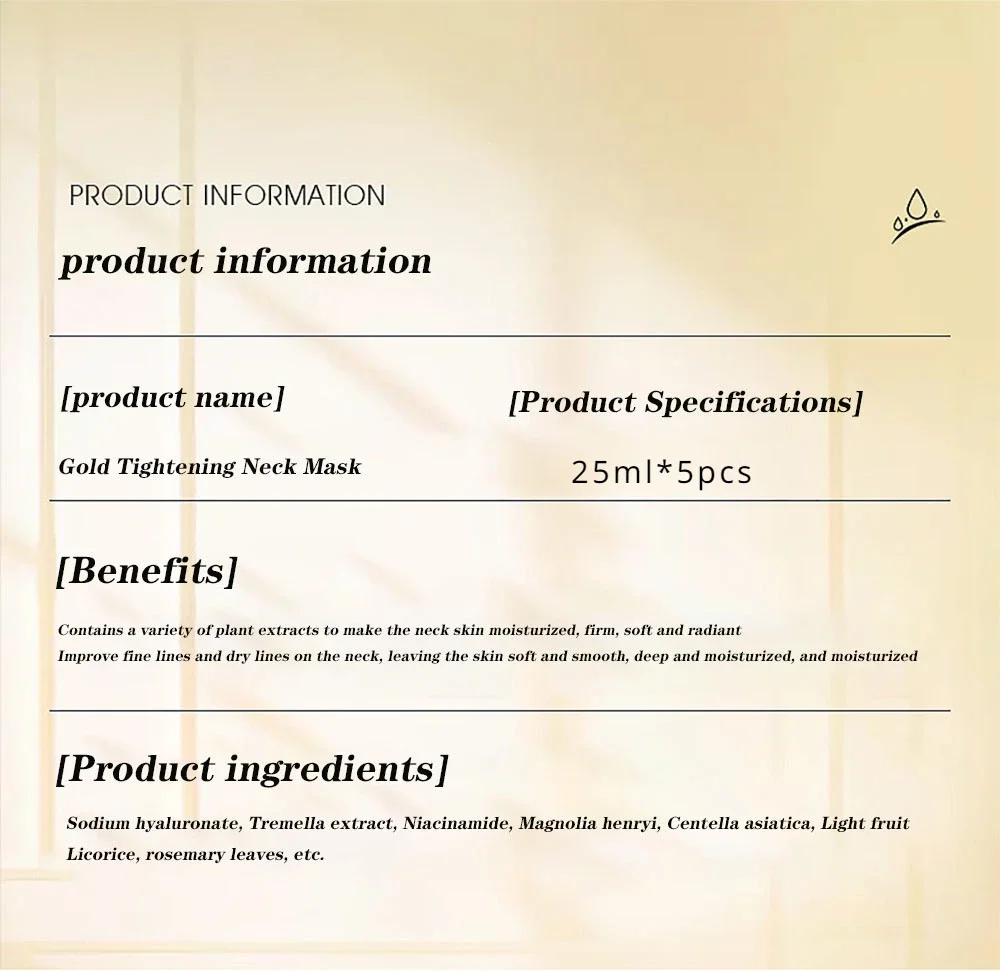 Gold Firming Neck Mask - Moisturizing Anti-Aging Skincare