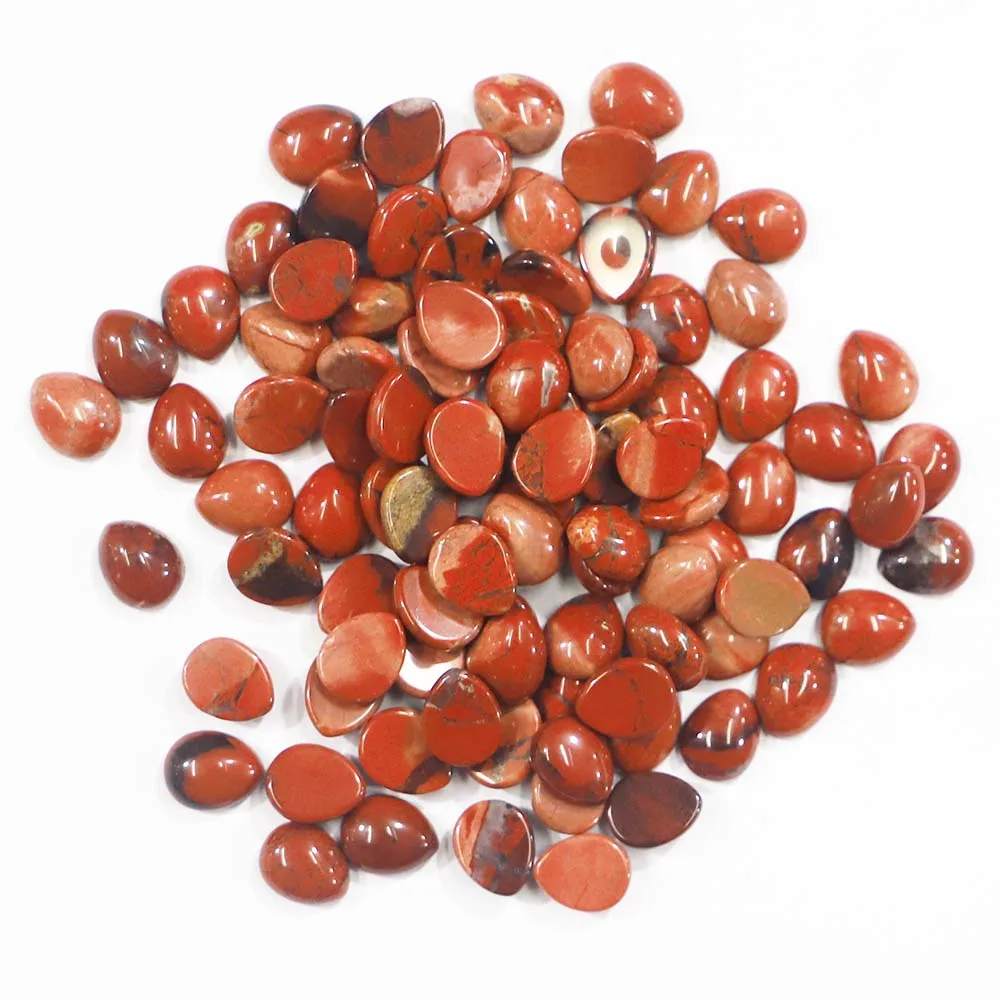 8*10mm Natural Crystal Agate Droplet Cabochon Polished Bare Stone Ring Necklace Set Accessories Jewelry Making Wholesale 100Pcs