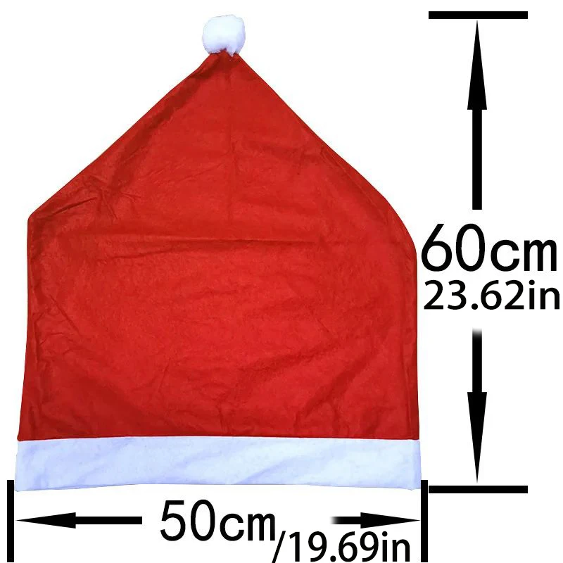 (1pcs/pack) 60cm*50cm Red Christmas Hat Chair Back Cover Xmas Chair Decoration Home Handmade DIY