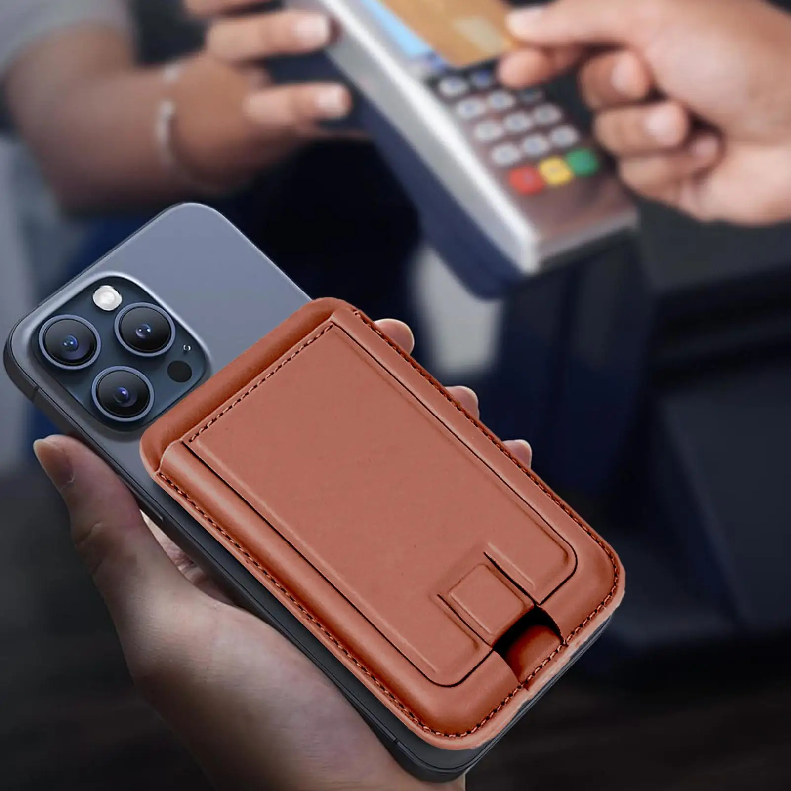 Magnetic Phone Card Holder Magnet Card Holder for Phone Case Mount Portable Mobile Accessories for Credit Desk Travel Men