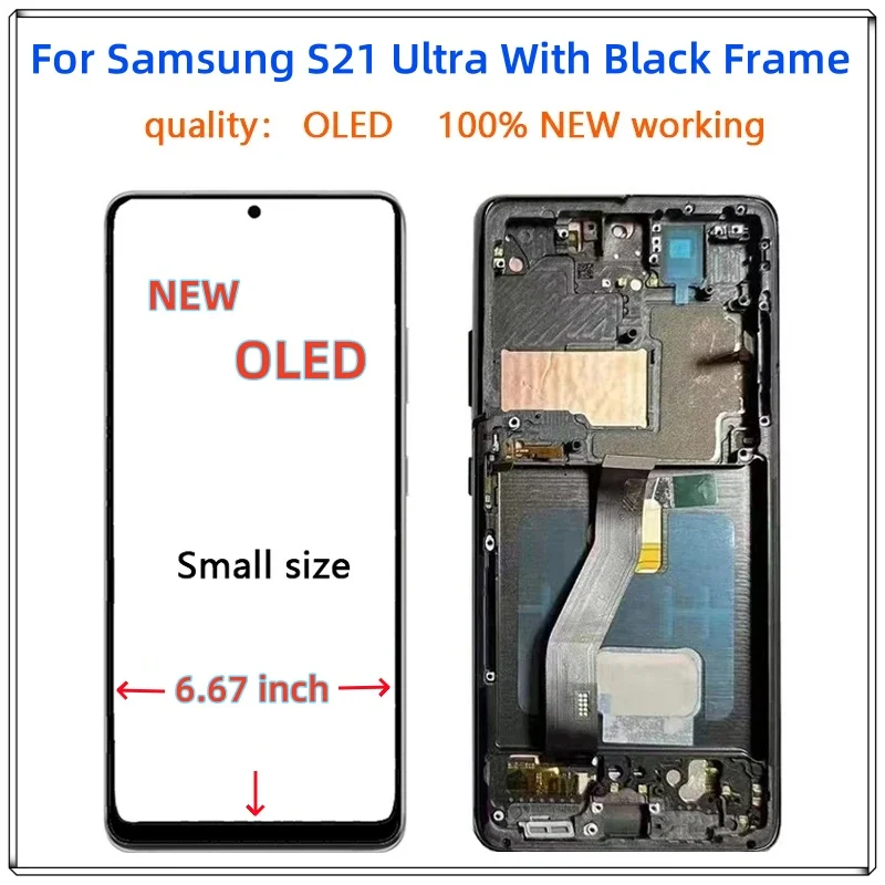 100%  OLED ÷,  SM-G998F/DS G998B G998U LCD ġ ũ, Ｚ  S21 Ʈ LCD, S21Ultra G998, ǰ